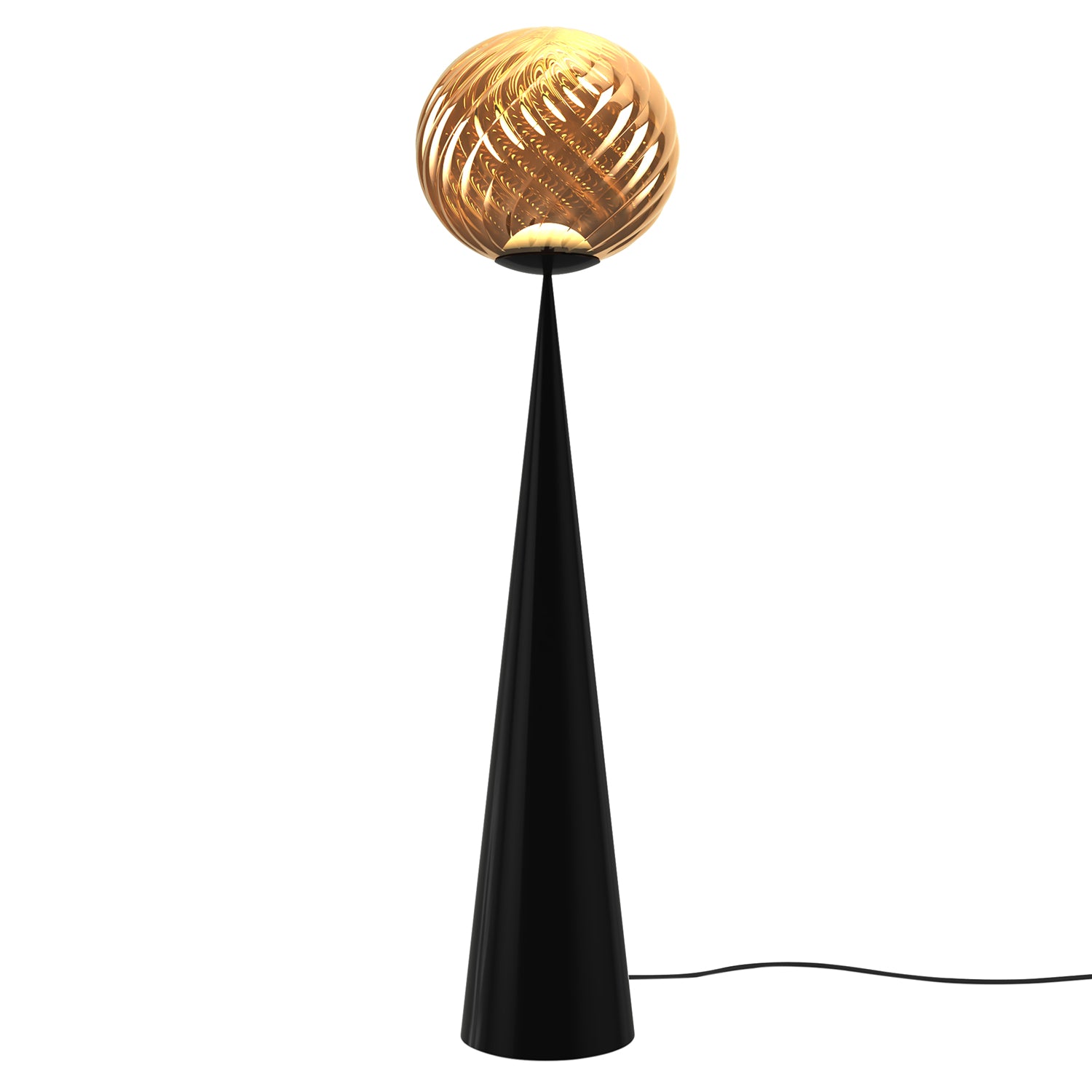 Whirl Cone Fat Floor Lamp: Gold + Black