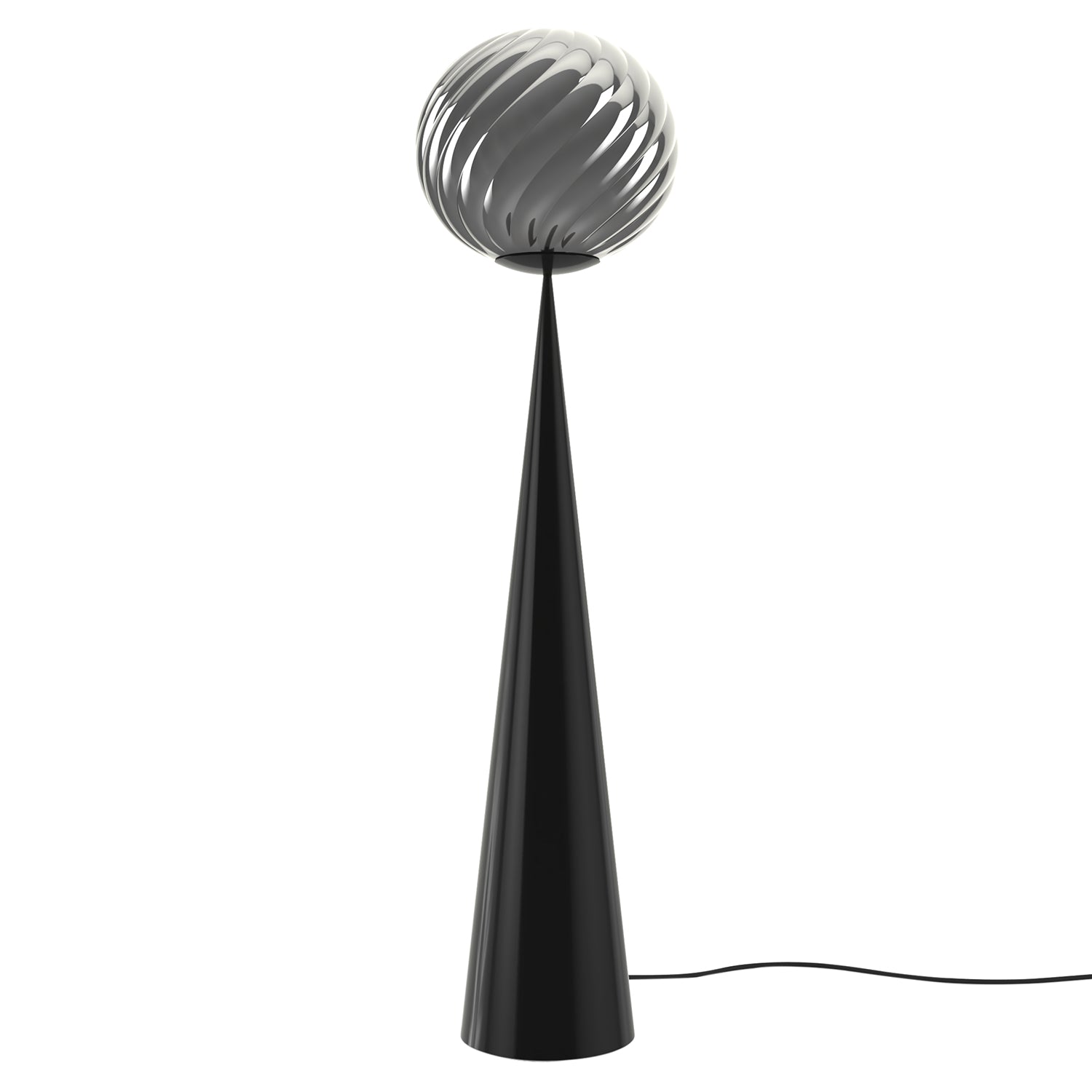 Whirl Cone Fat Floor Lamp: Silver + Black