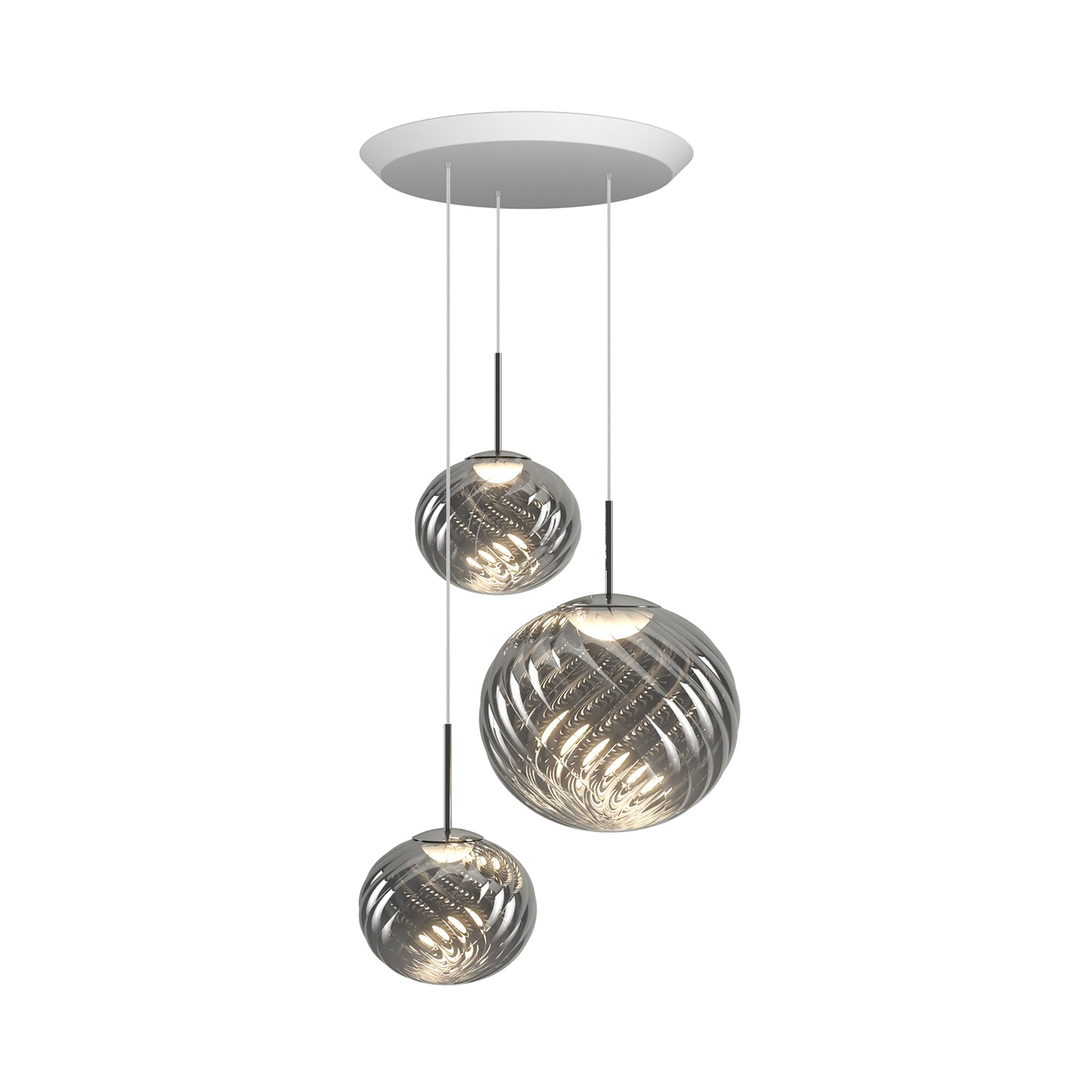 Whirl Trio Round Pendant Lamp: Silver
