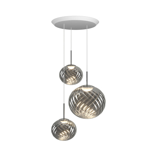 Whirl Trio Round Pendant Lamp: Silver