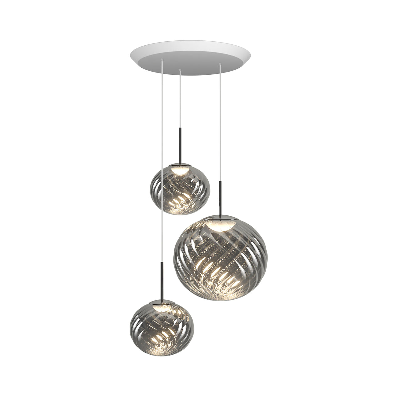 Whirl Trio Round Pendant Lamp: Silver