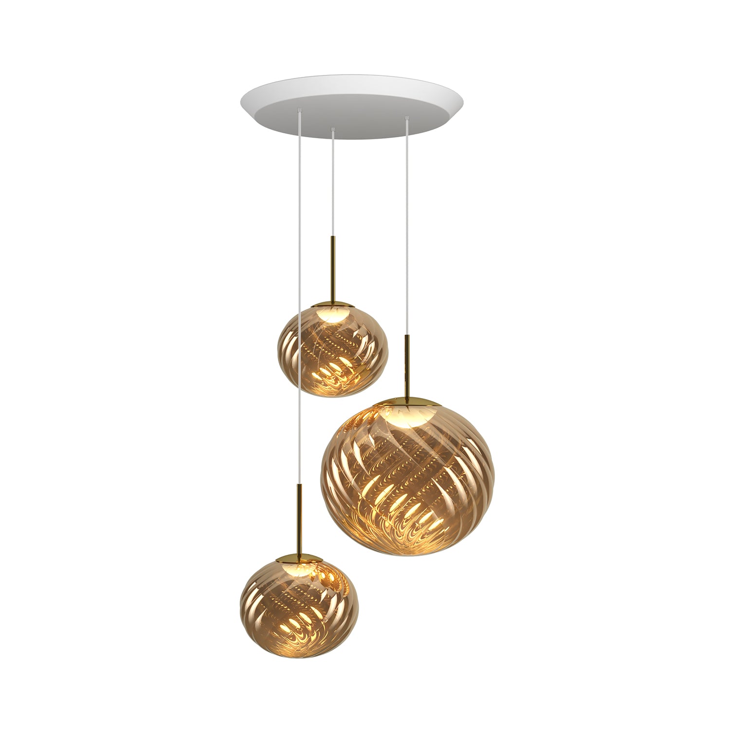 Whirl Trio Round Pendant Lamp: Gold