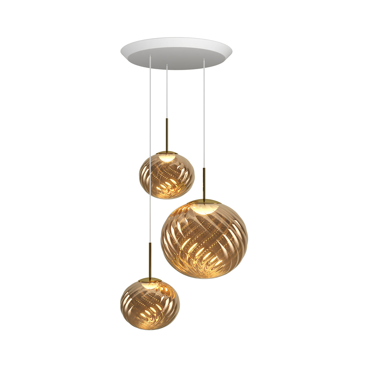 Whirl Trio Round Pendant Lamp: Gold