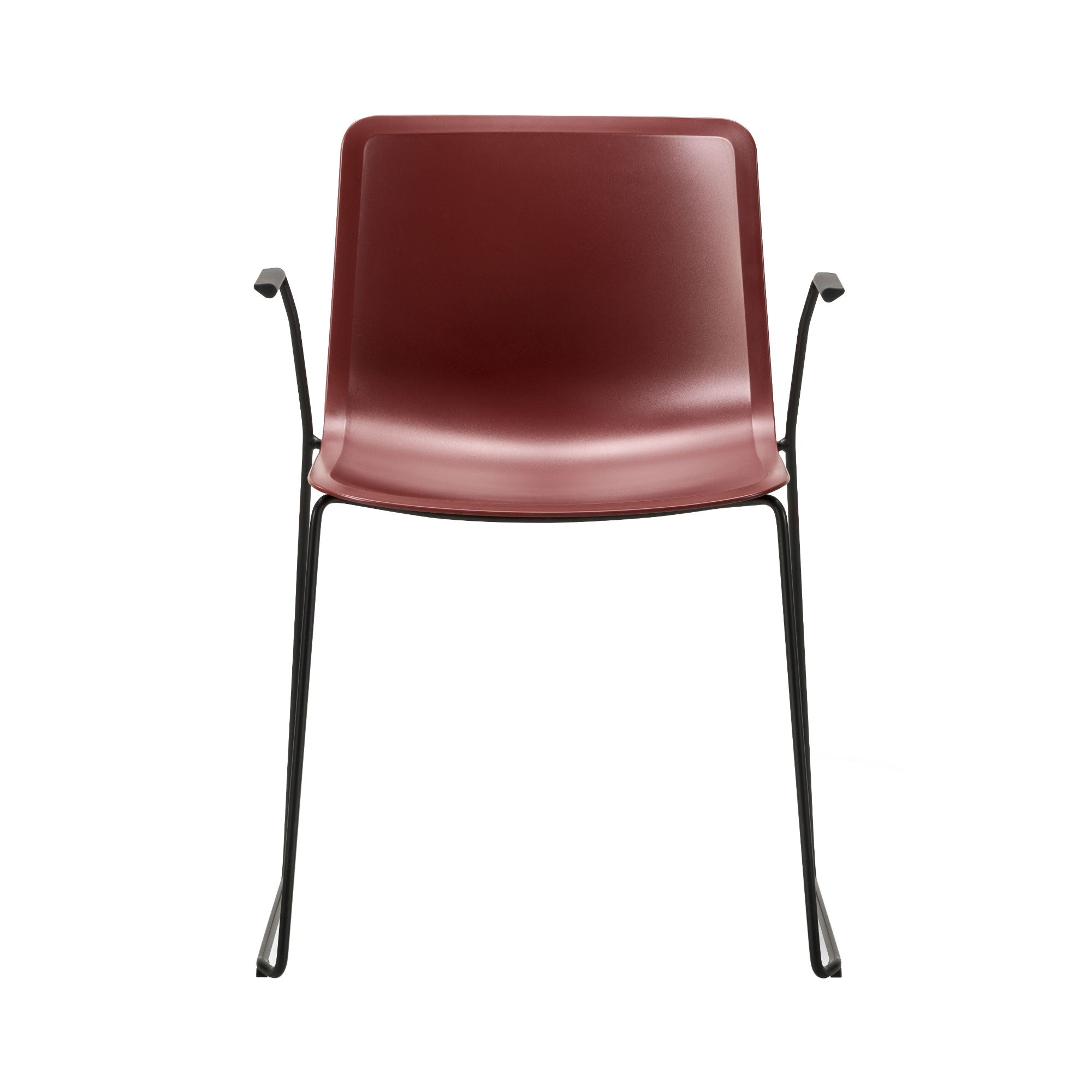 Pato Sledge Armchair: Stacking + Dark Red + Black