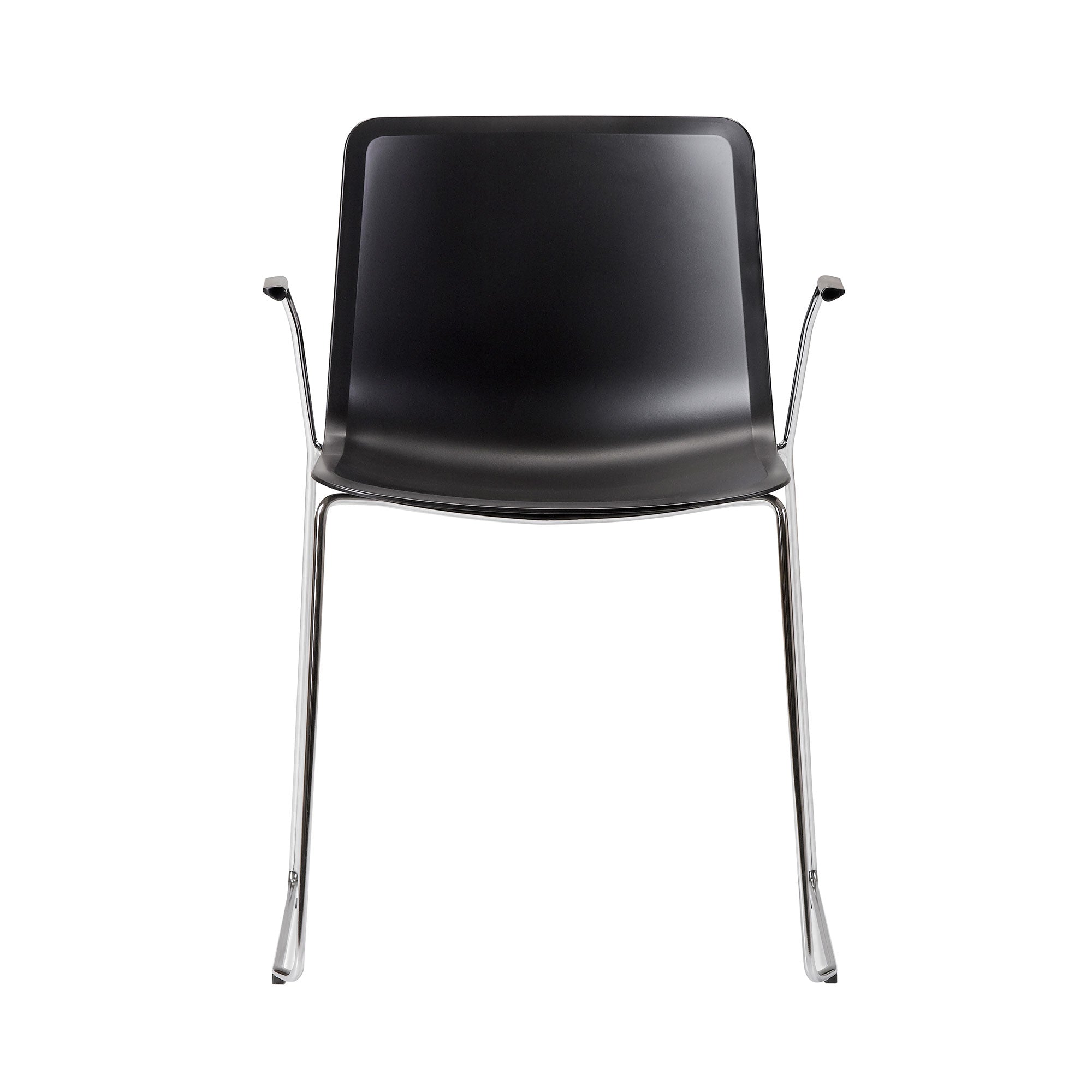 Pato Sledge Armchair: Stacking + Black + Chrome