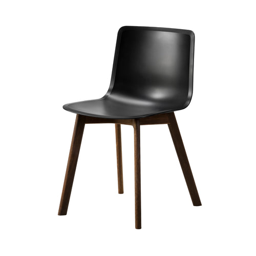 Pato Wood Base Chair: Black + Smoked Stained Lacquered Oak