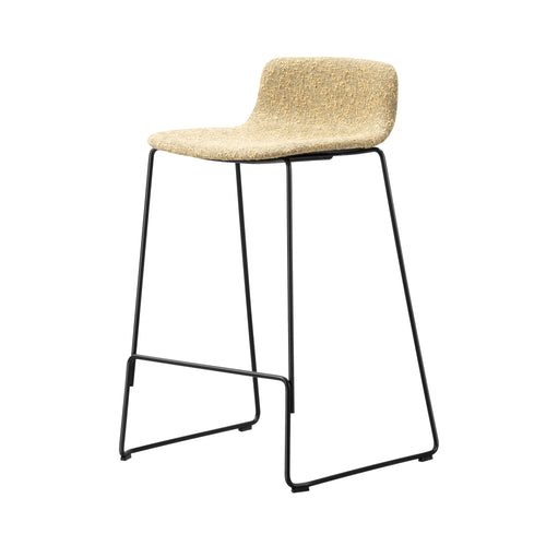 Pato Stool: Fully Upholstered + Bar + Black