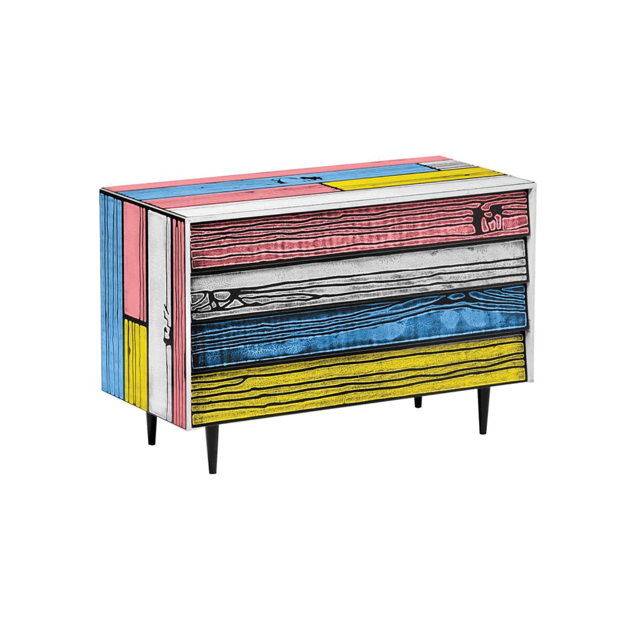 Wrongwood Chest of Drawers: Pink + Blue
