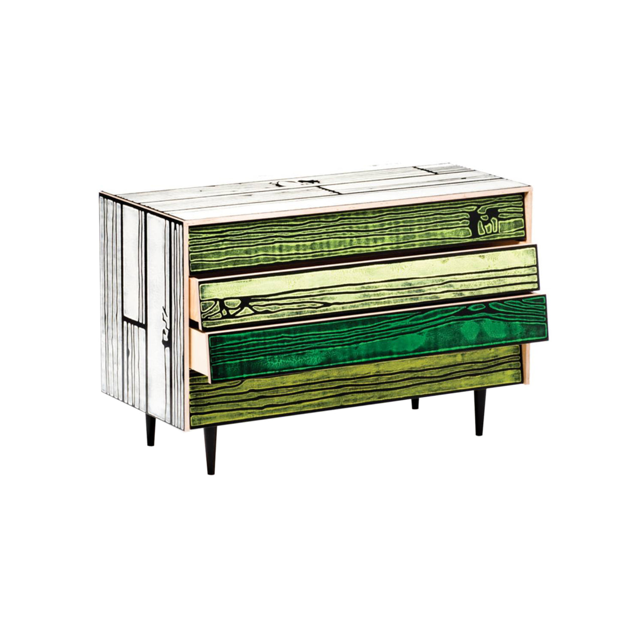 Wrongwood Chest of Drawers: White + Green