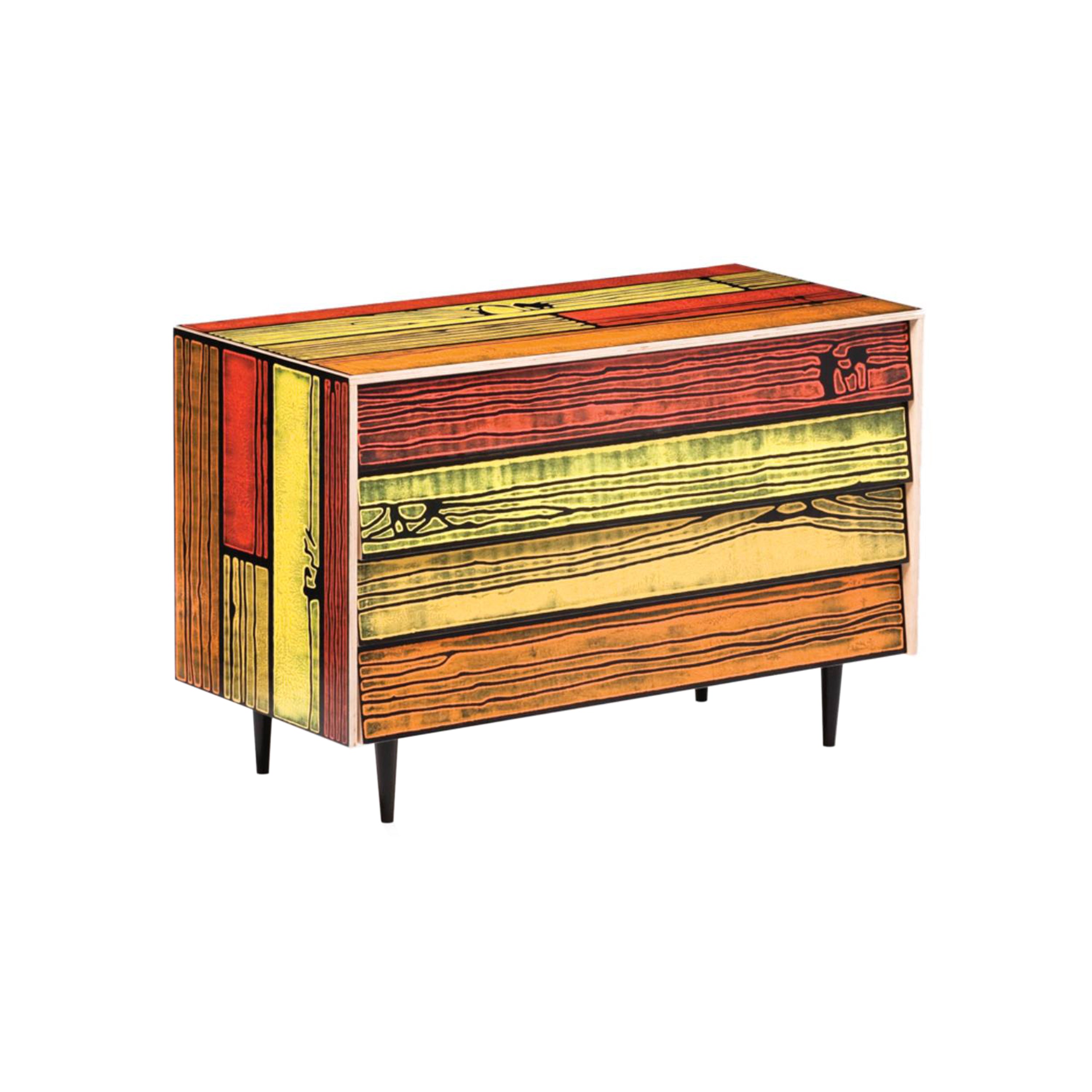 Wrongwood Chest of Drawers: Yellow + Red