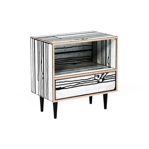 Wrongwoods Night Table: White + Black