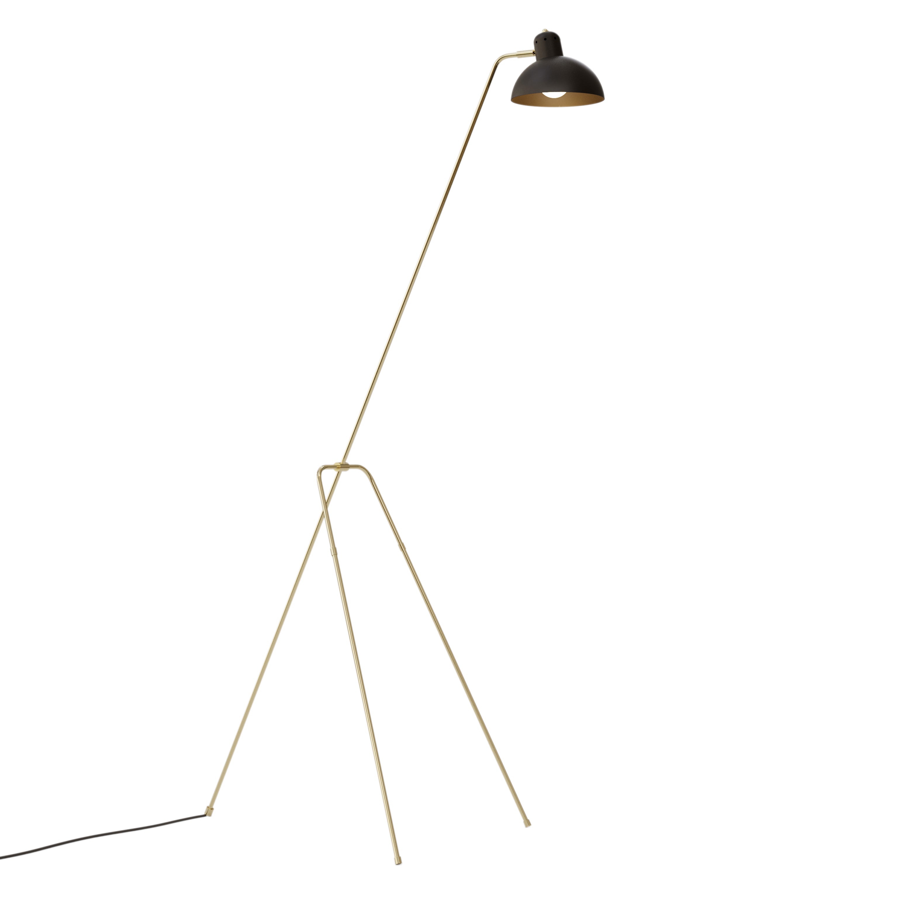 Waldorf Grue Floor Lamp: Black + Brass + Black