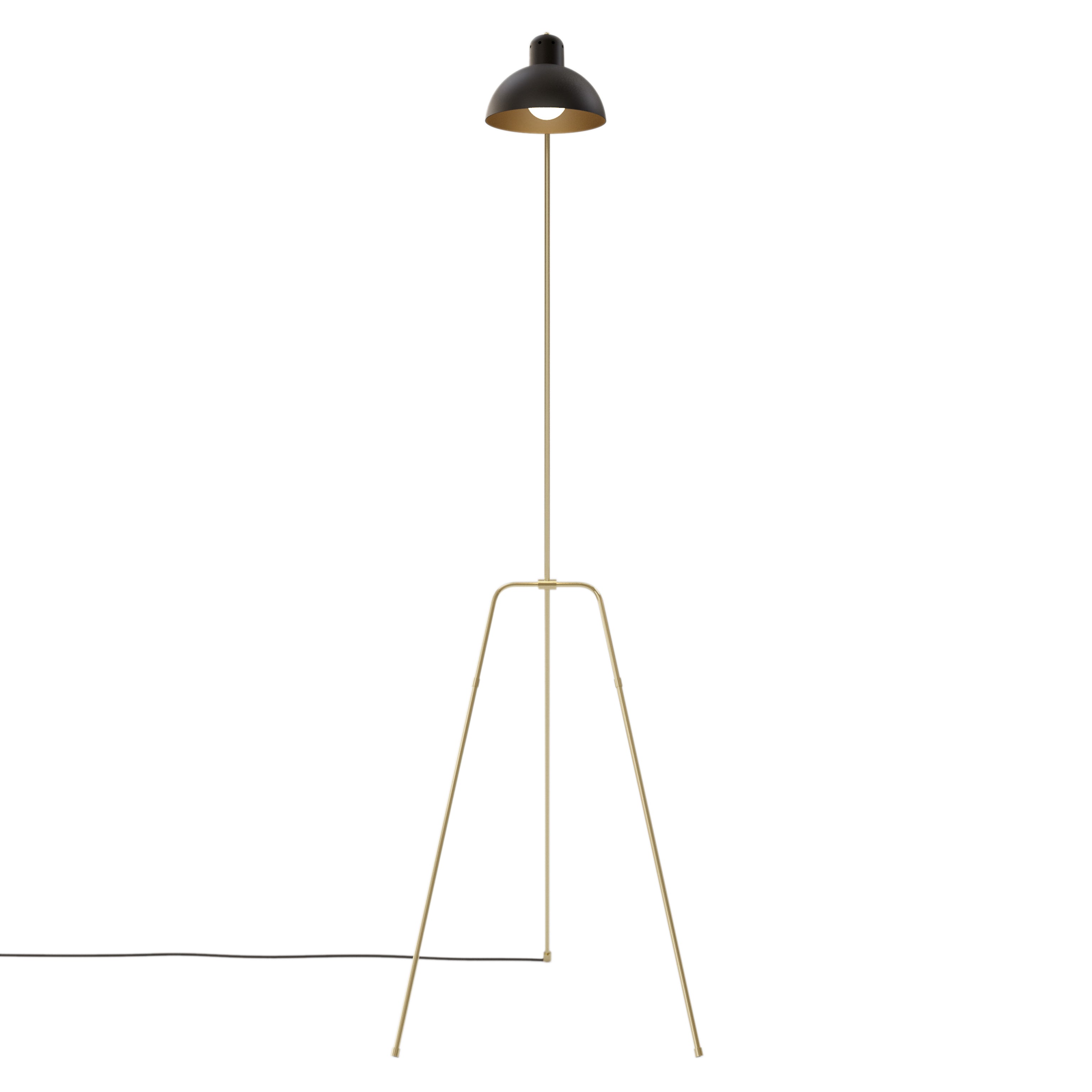Waldorf Grue Floor Lamp: Black + Brass + Black