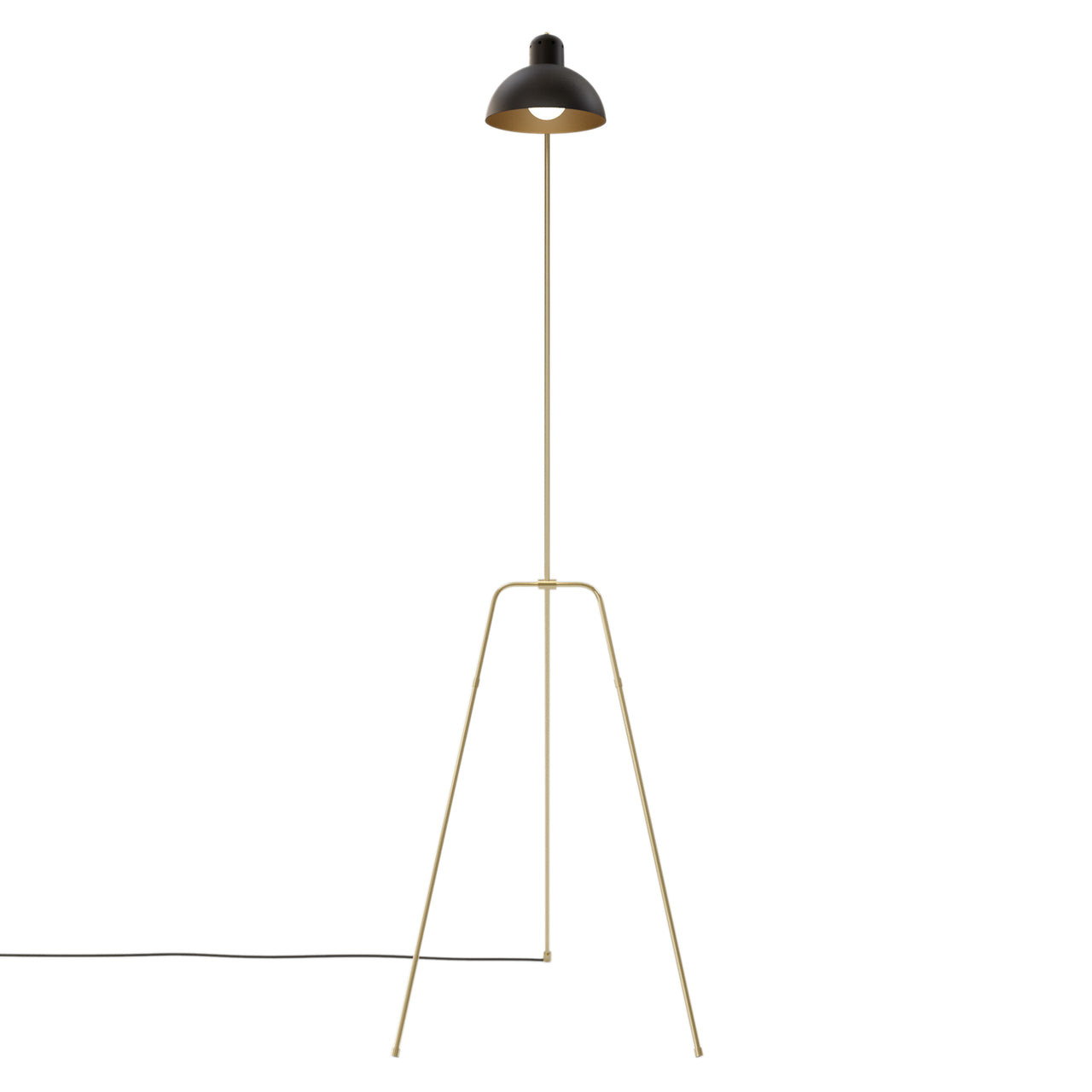 Waldorf Grue Floor Lamp: Black + Brass + Black