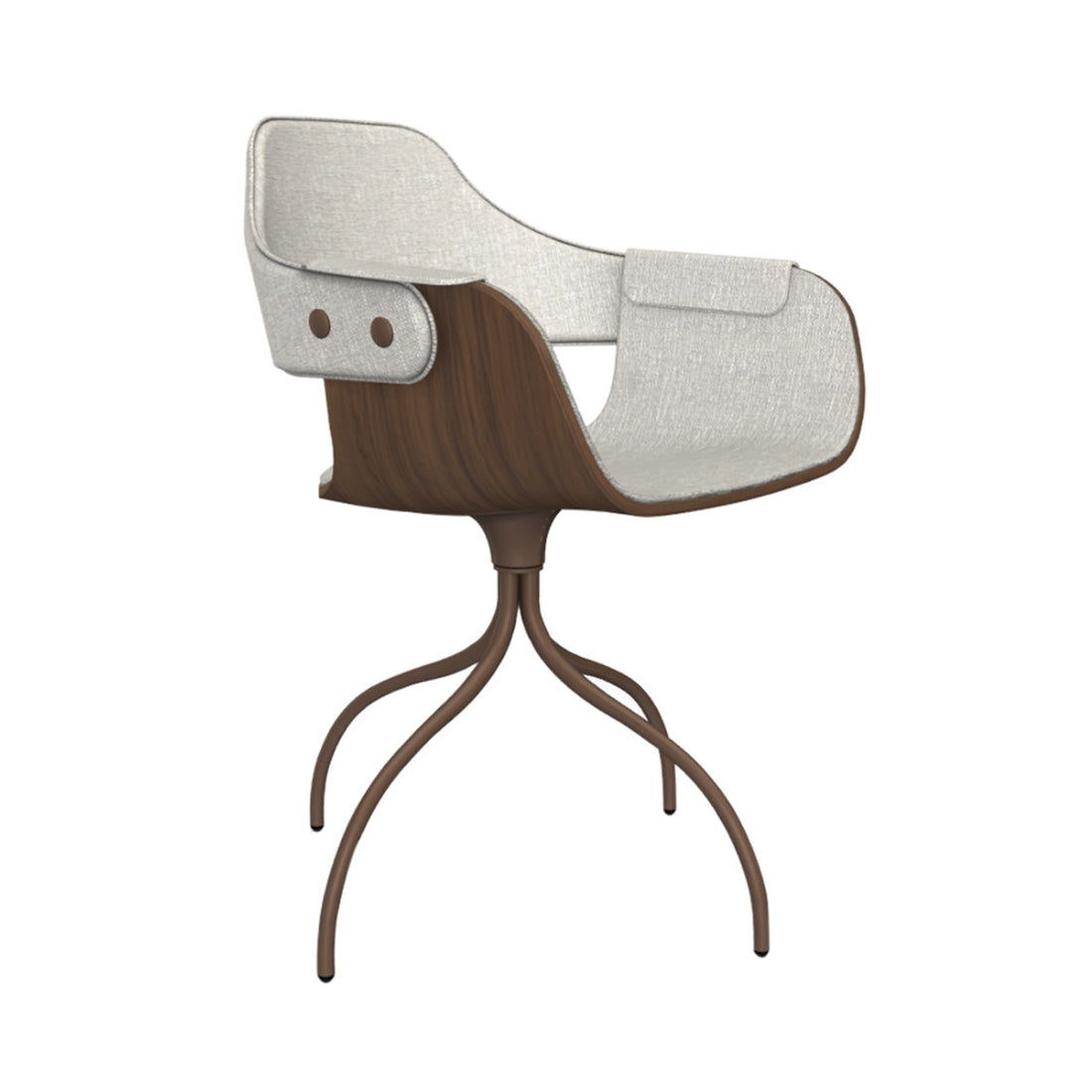 Showtime Nude Chair with Swivel Base: Full Upholstered + Walnut + Pale Brown