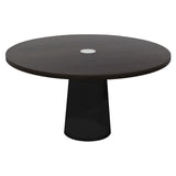 Container Round Table: Large + Cable Feed + Wenge Stained with Hole + Black
