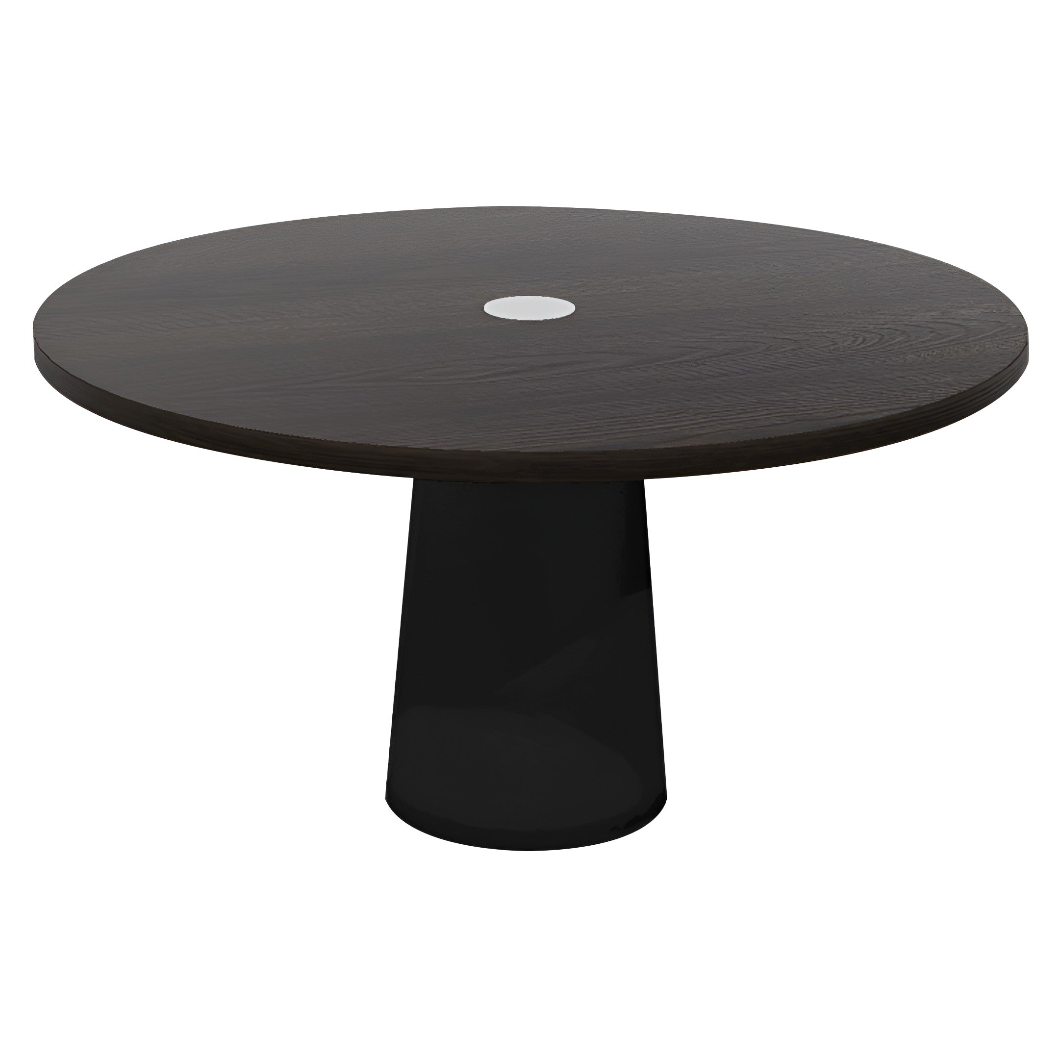 Container Round Table: Large + Cable Feed + Wenge Stained with Hole + Black