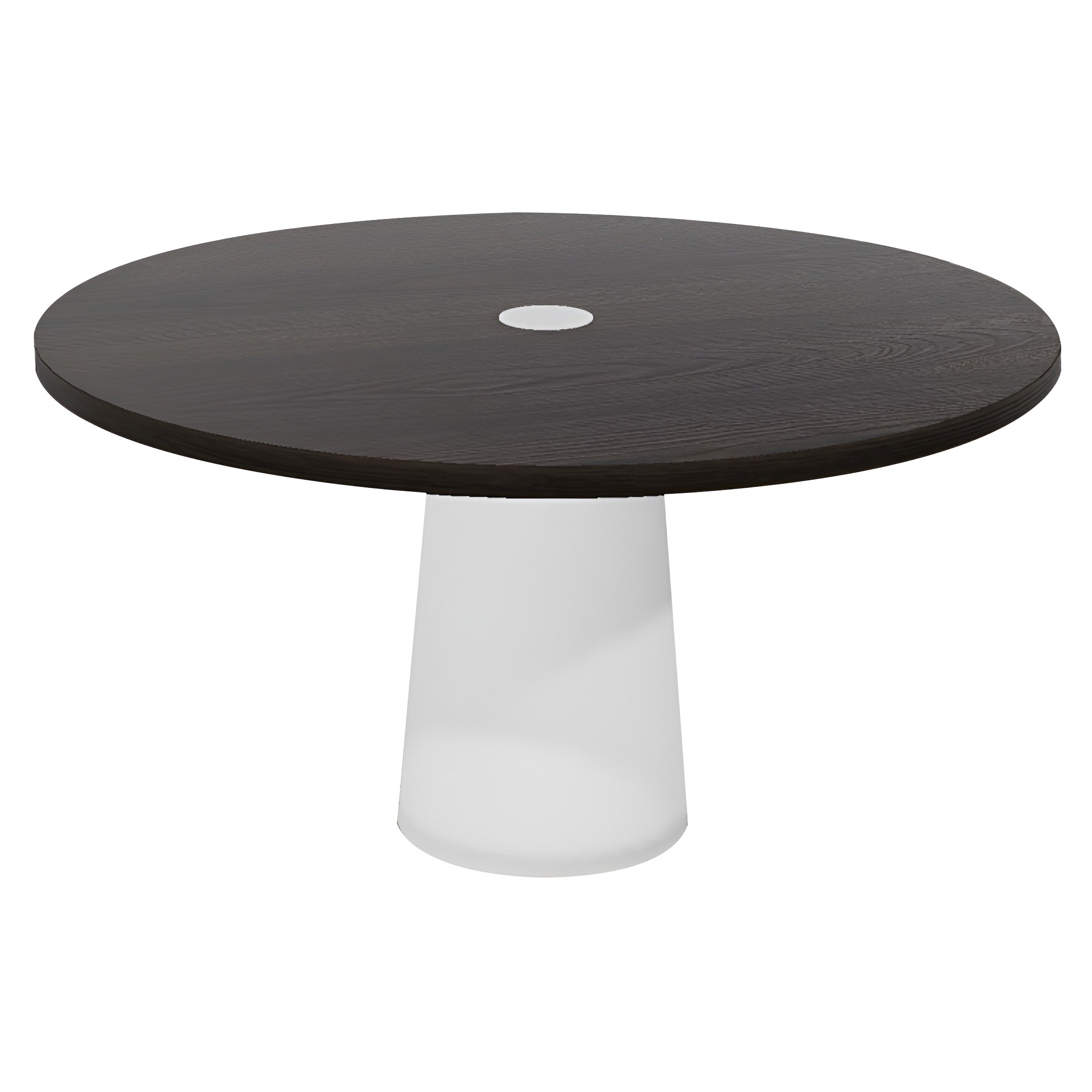 Container Round Table: Large + Cable Feed + Wenge Stained with Hole + White