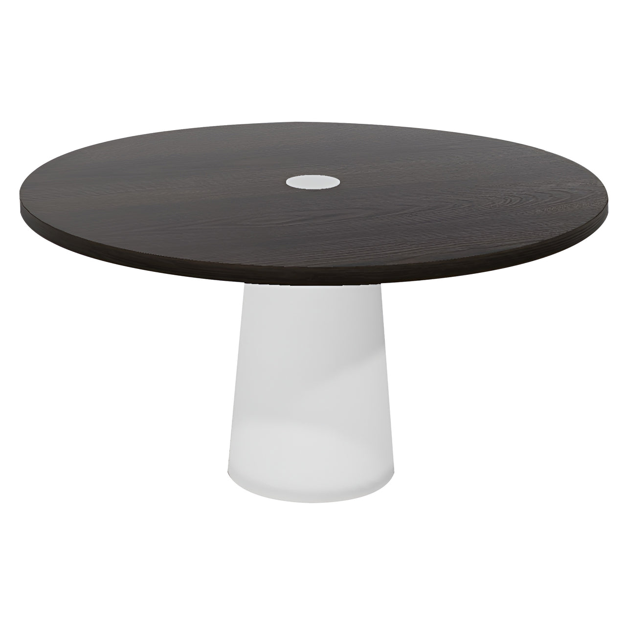 Container Round Table: Large + Cable Feed + Wenge Stained with Hole + White