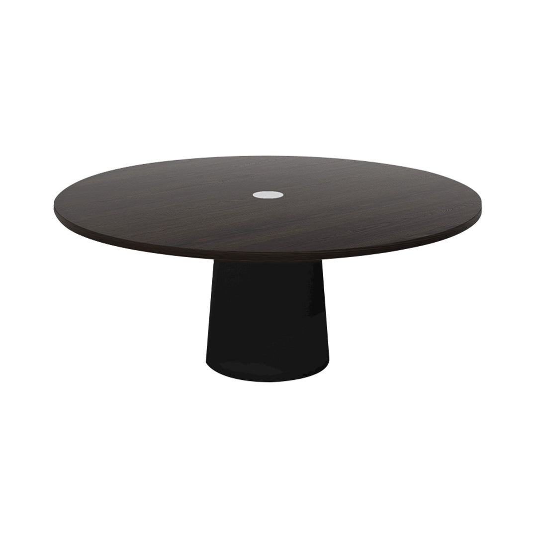 Container Round Table: XXL + Cable Feed + Wenge Stained with Hole + Black
