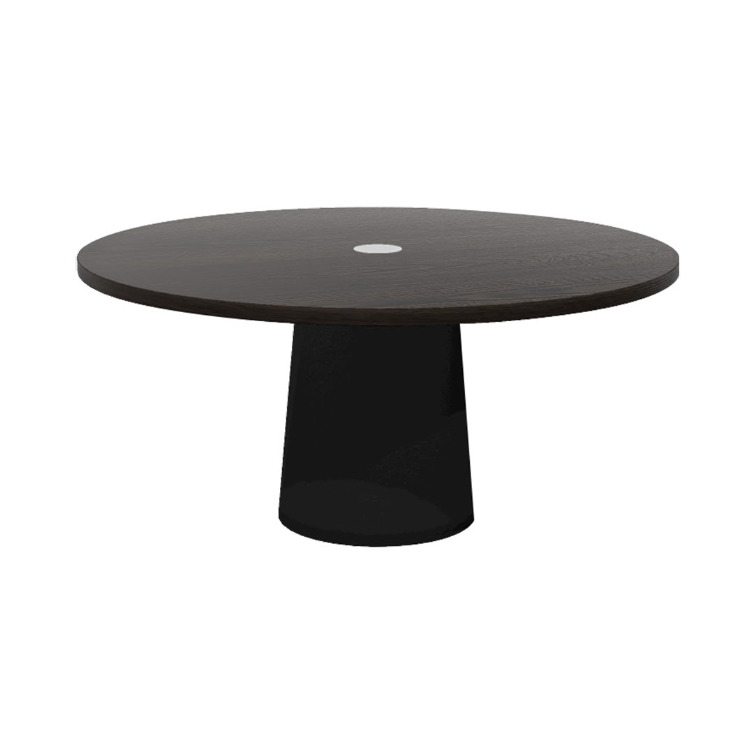 Container Round Table: Extra Large + Cable Feed + Wenge Stained with Hole + Black