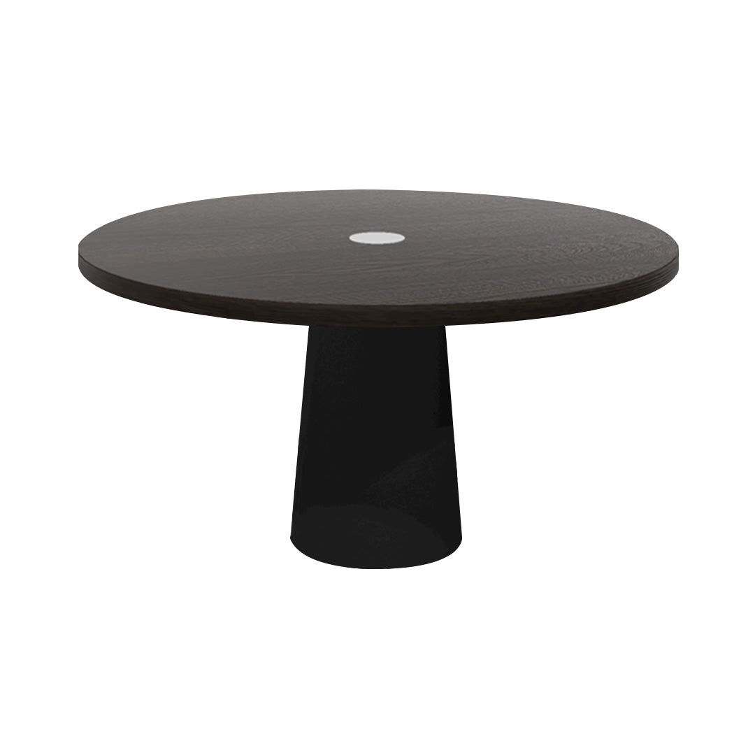 Container Round Table: Large + Wenge Stained with Hole + Black