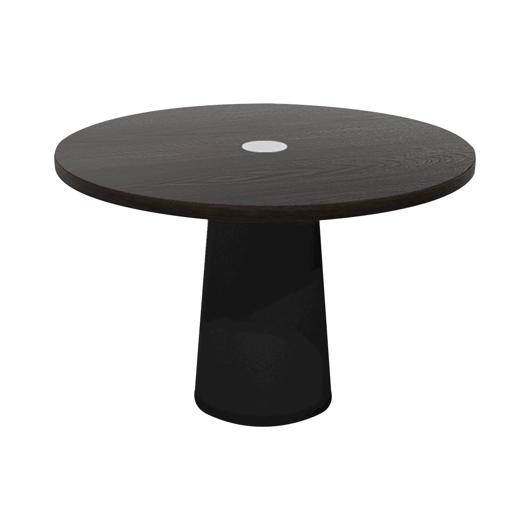 Container Round Table: Medium + Cable Feed + Wenge Stained with Hole + Black