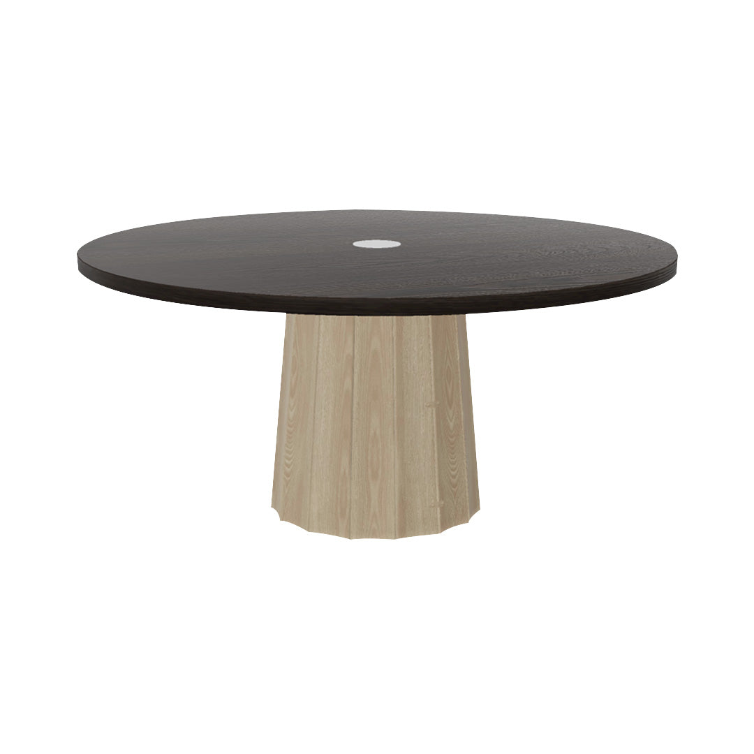 Container Round Table: Extra Large + Bodhi Cover + Wenge Stained with Hole + White Wash