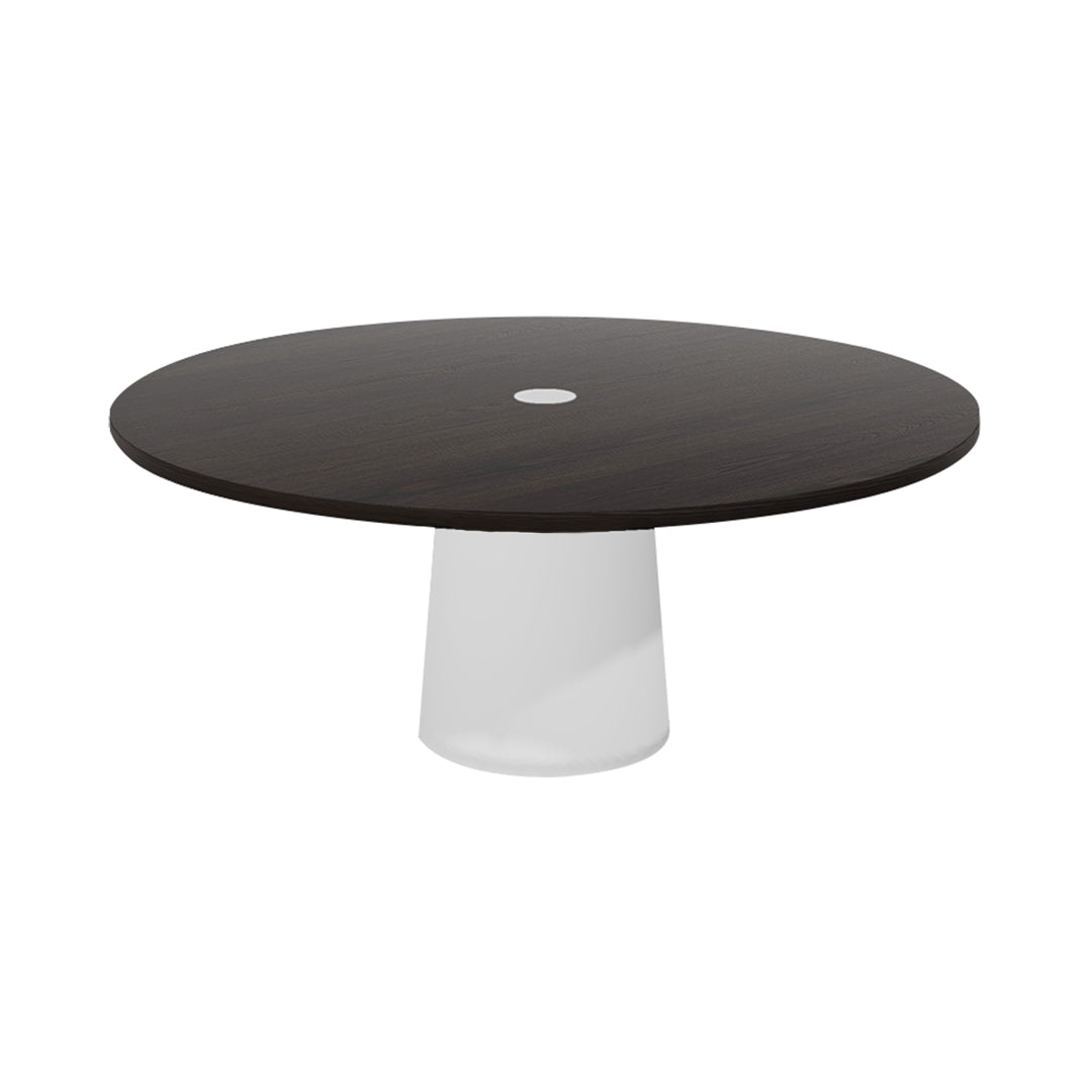 Container Round Table: XXL + Cable Feed + Wenge Stained with Hole + White