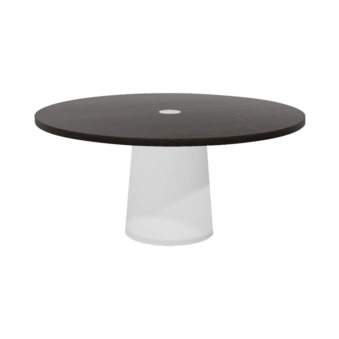 Container Round Table: Extra Large + Cable Feed + Wenge Stained with Hole + White