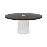 Container Round Table: Extra Large + Cable Feed + Wenge Stained with Hole + White