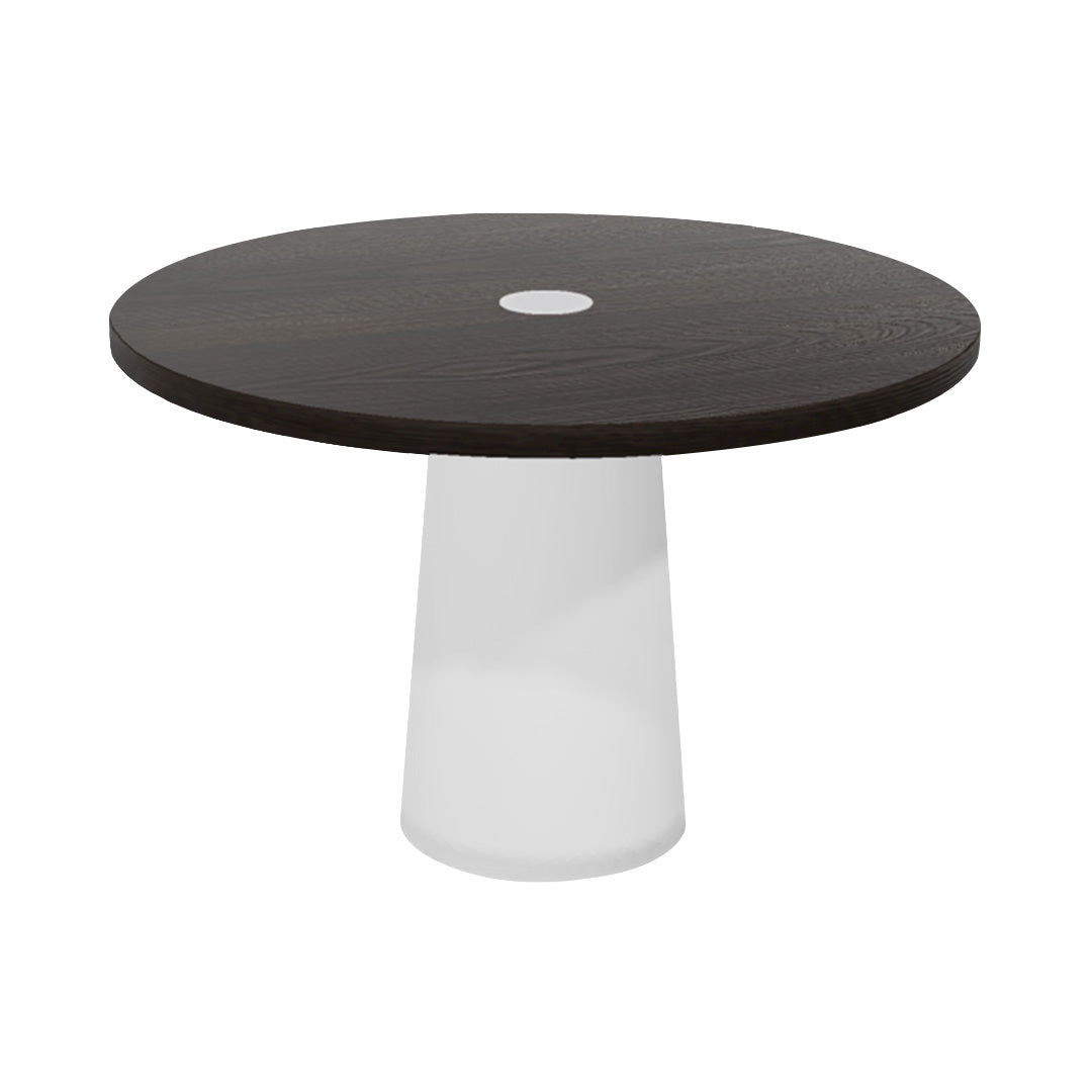 Container Round Table: Medium + Cable Feed + Wenge Stained with Hole + White