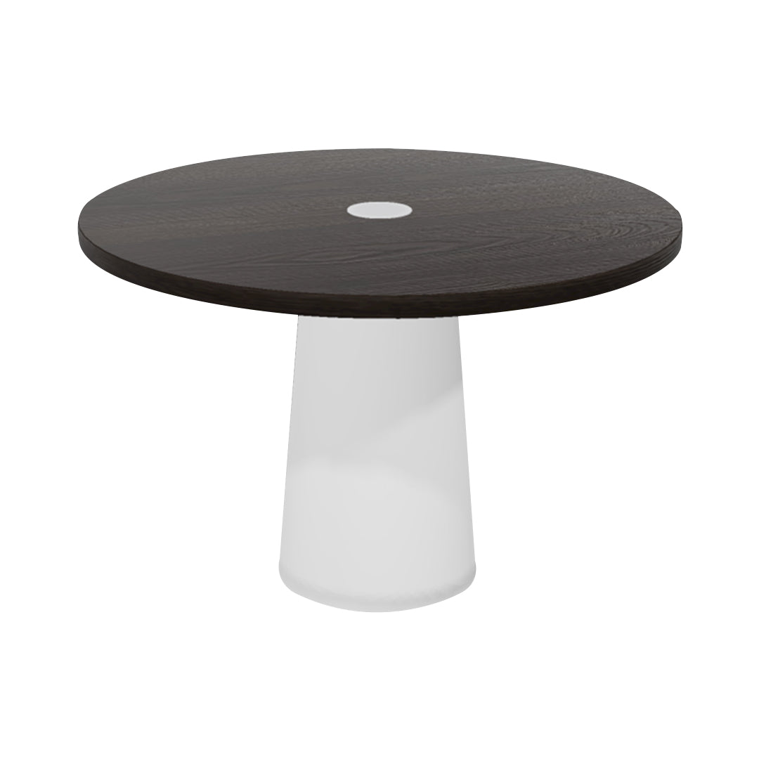 Container Round Table: Medium + Cable Feed + Wenge Stained with Hole + White