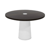 Container Round Table: Medium + Cable Feed + Wenge Stained with Hole + White