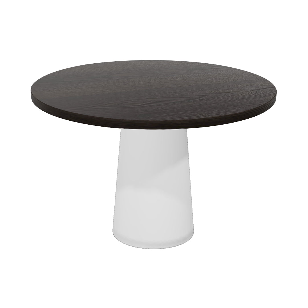 Container Round Table: Medium + Cable Feed + Wenge Stained + White