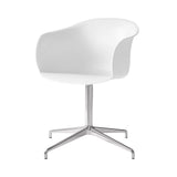 Elefy Chair JH34: Swivel Base + Return + White + Polished Aluminum