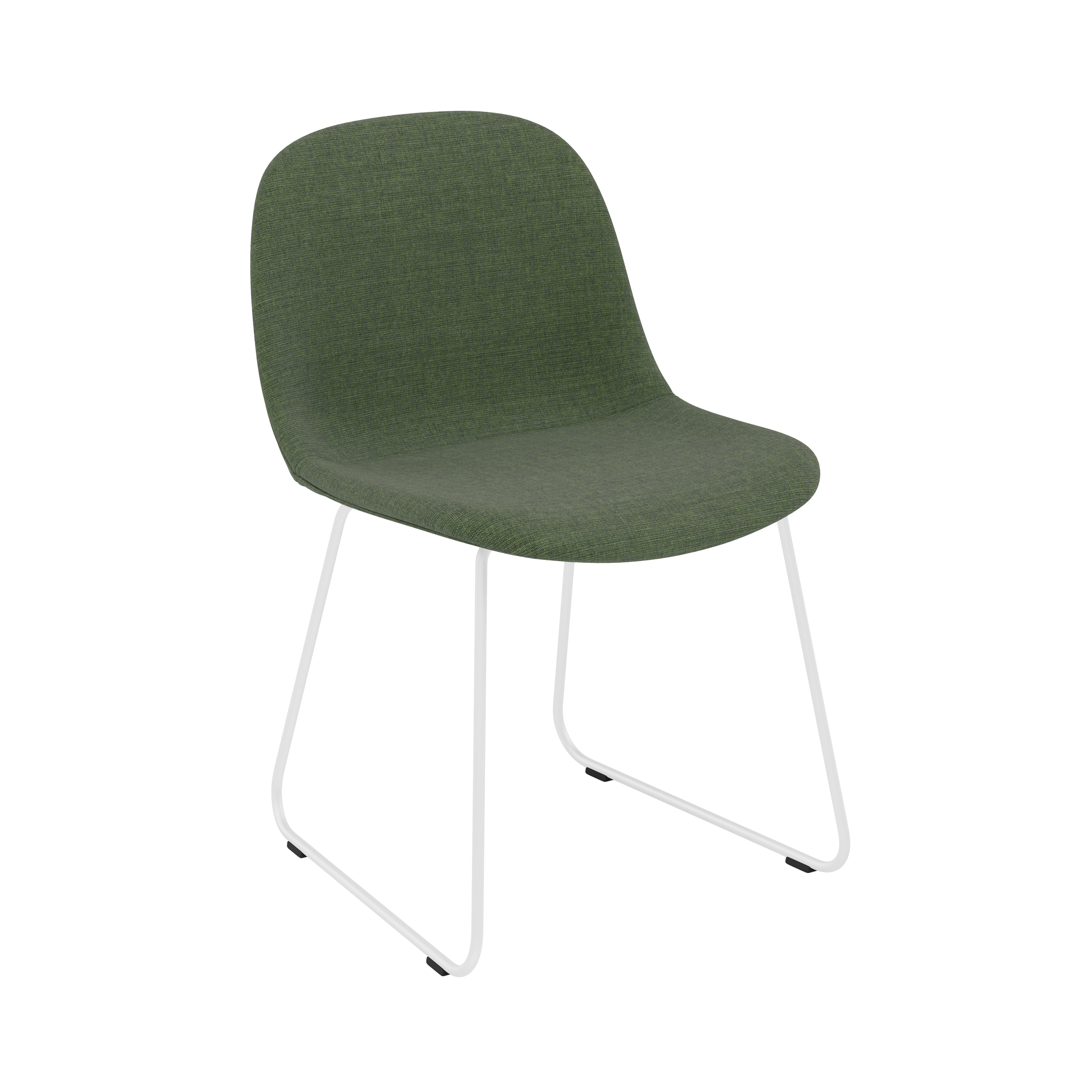 Fiber Side Chair Sled Base: Upholstered + Recycled Shell + White