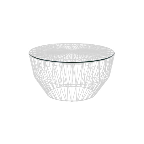 Drum Ottoman/Table: Color + With Glass Top + White