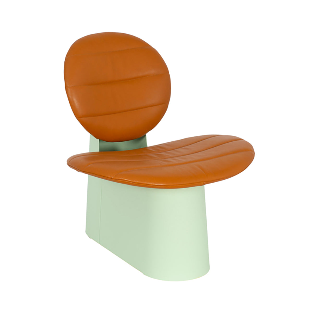 Pilota Lounge Chair: White Green + Terracotta Leather