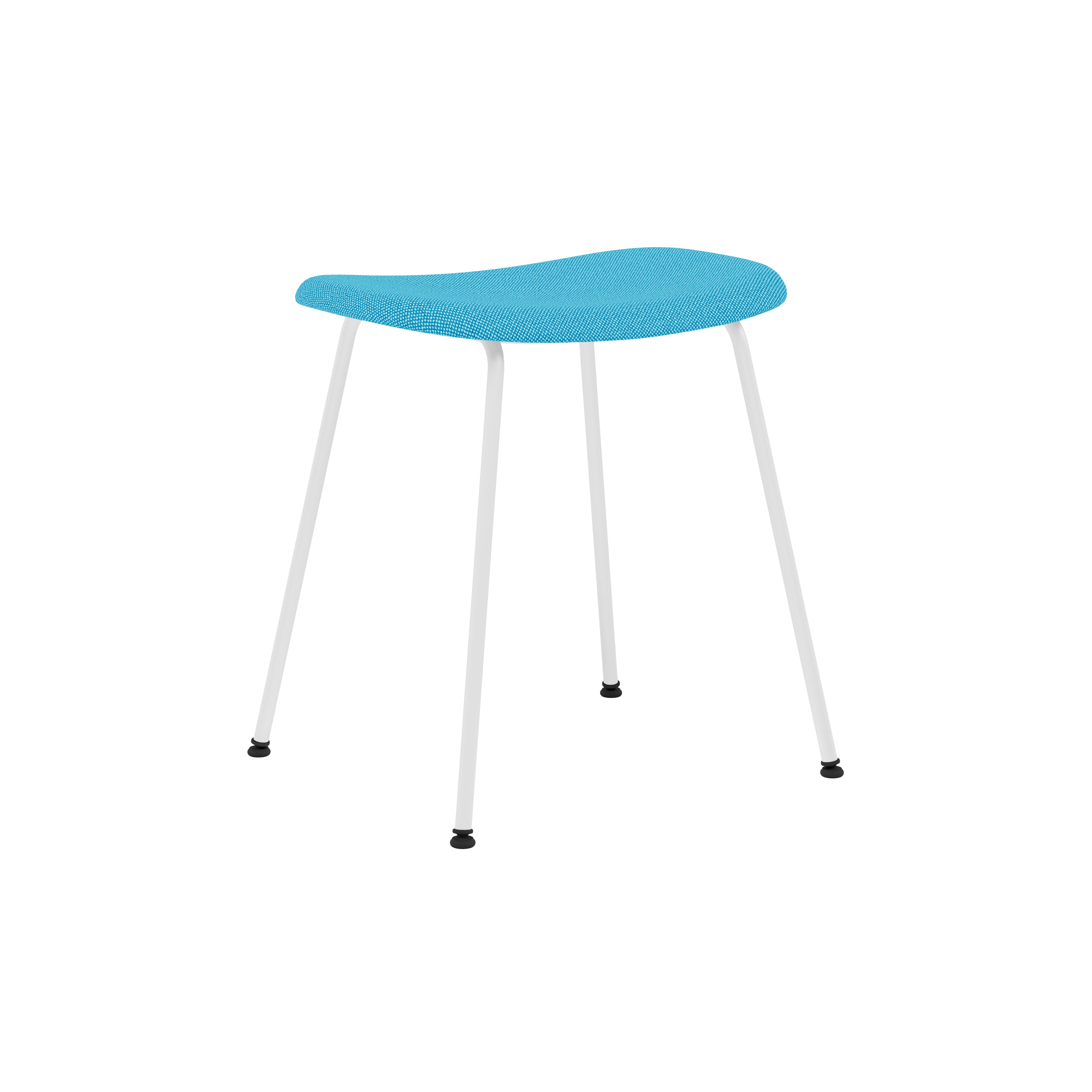 Fiber Stool: Tube Base + Upholstered + White