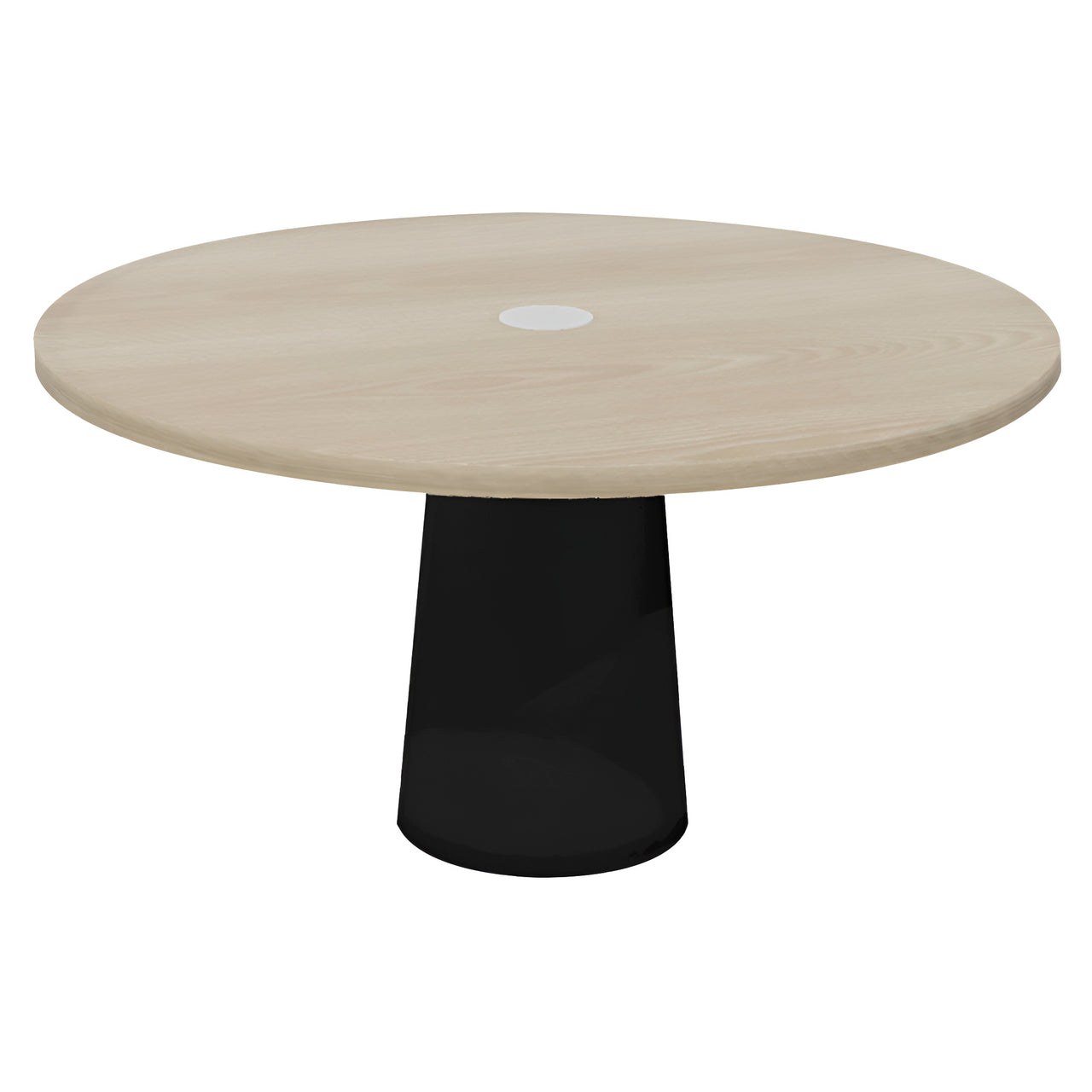 Container Round Table: Large + Cable Feed + White Wash Stained with Hole + Black
