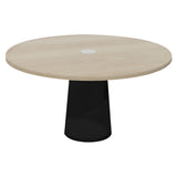 Container Round Table: Large + Cable Feed + White Wash Stained with Hole + Black