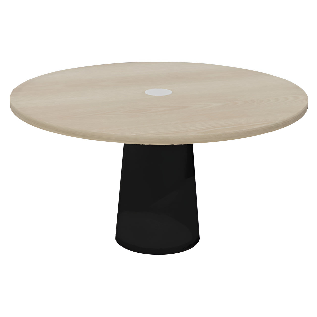 Container Round Table: Large + Cable Feed + White Wash Stained with Hole + Black