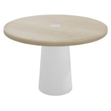 Container Round Table: Medium + White Wash Stained with Hole + White