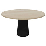 Container Round Table: Large + Cable Feed + White Wash Stained + Black