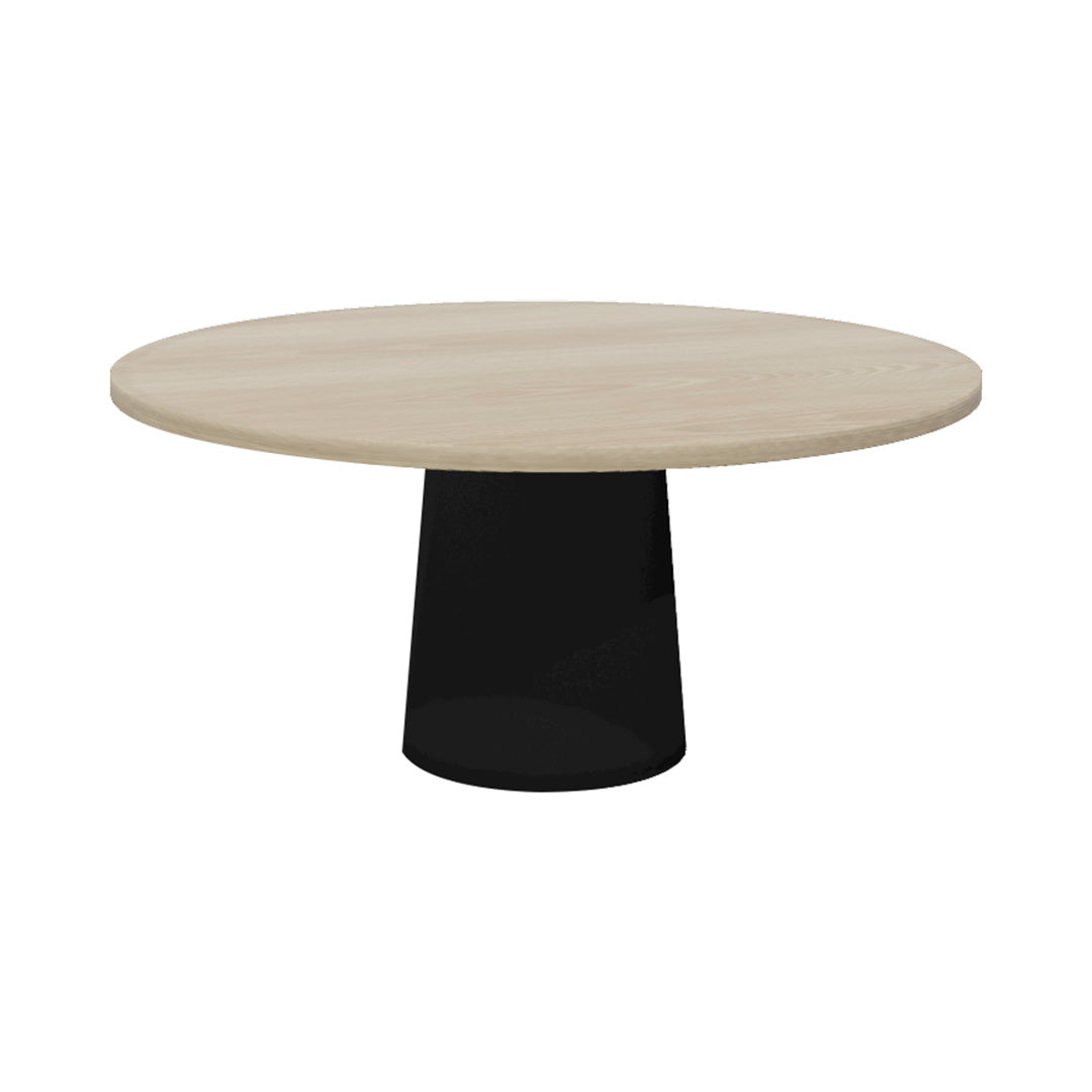 Container Round Table: Extra Large + Cable Feed + White Wash Stained + Black