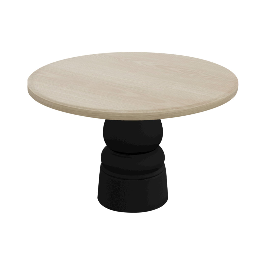 Container Round Table: Large + New Antiques + White Wash Stained + Black