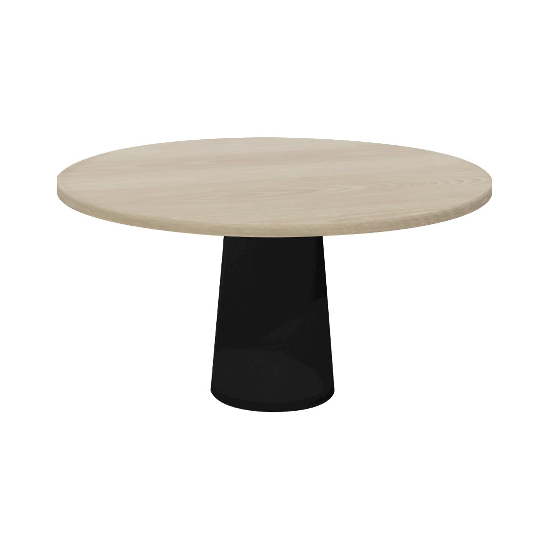 Container Round Table: Large + White Wash Stained + Black