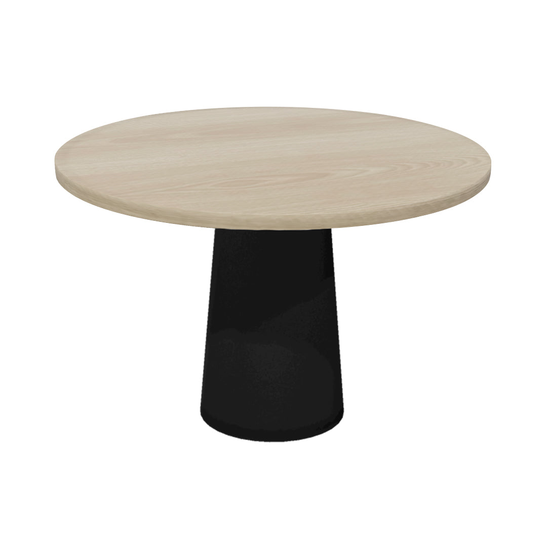 Container Round Table: Medium + Cable Feed + White Wash Stained + Black