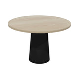 Container Round Table: Medium + Cable Feed + White Wash Stained + Black